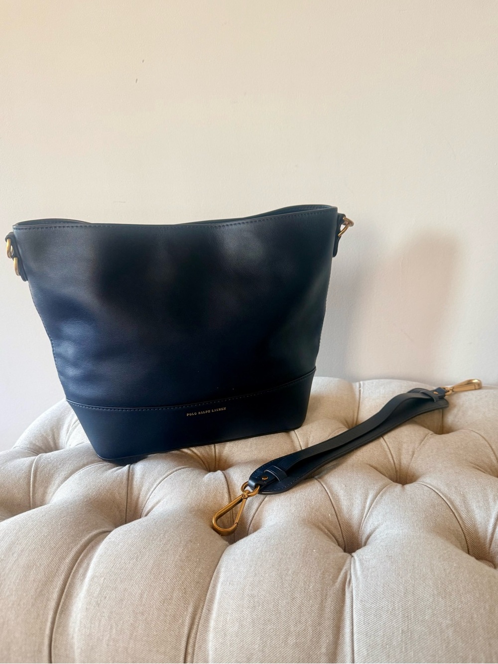 Polo Ralph Lauren Navy Leather Hobo S Bag - EXCELLENT - Picture 5 of 14